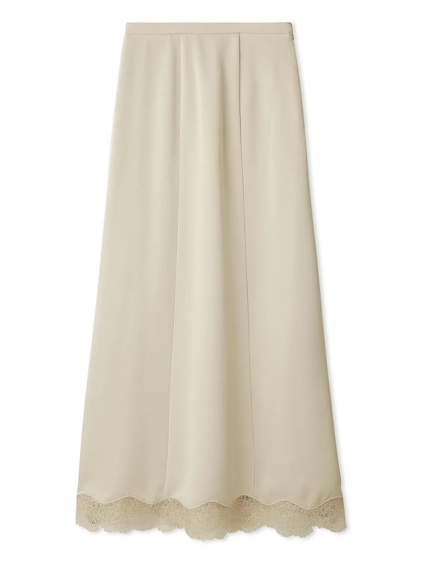 Hem Lace Satin Pencil Skirt
