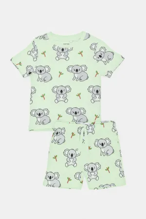 Infant Boys Mint Printed Pyjama Set (2 Piece)