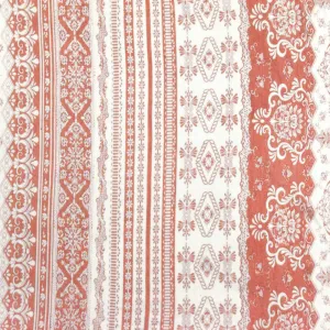 Ivory-Rose Pink Pillar Printed Rayon Stretch Jersey Knit Fabric