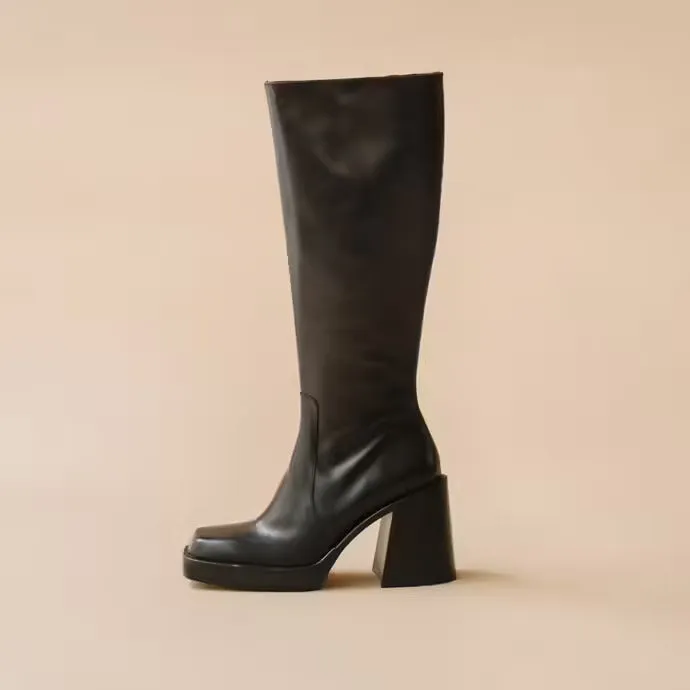 JONAK PARIS HIGH BOOTS WITH THICK HEELS AND SQUARE TOE