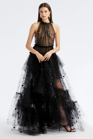 Kennedy Sequined Graceful Tulle Maxi Dress