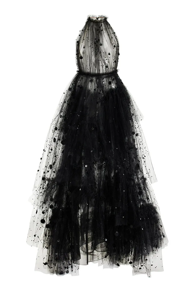 Kennedy Sequined Graceful Tulle Maxi Dress