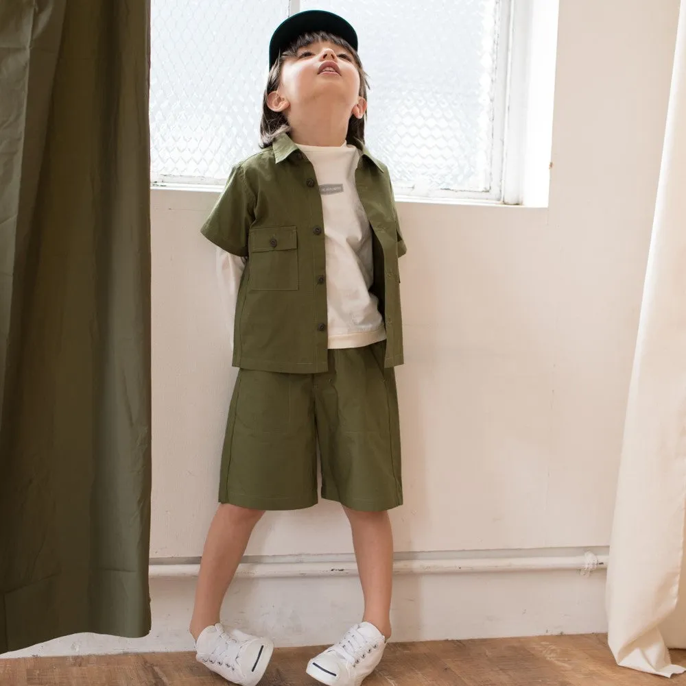 Khaki Fatigue Shorts
