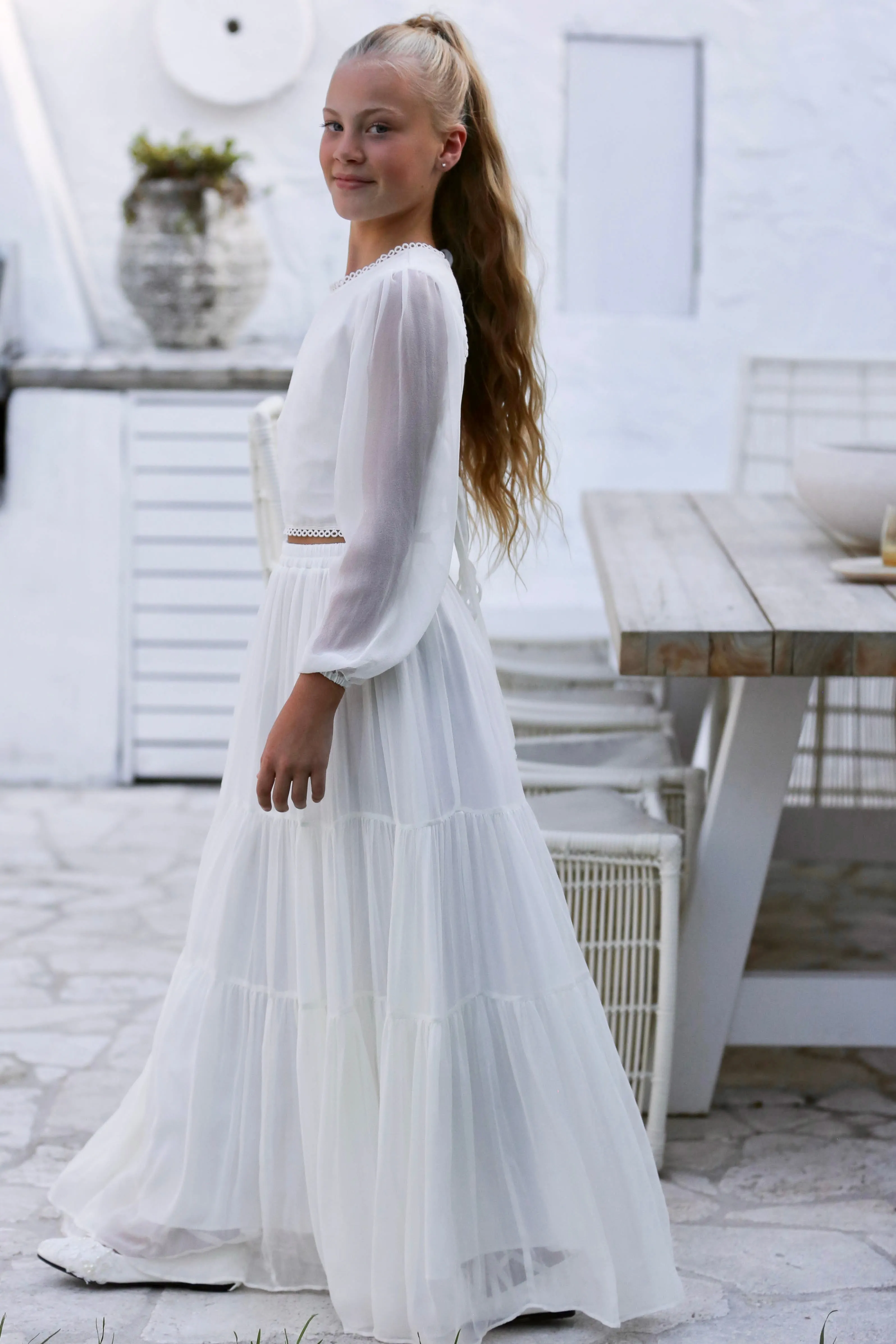 Lennon Silk Communion Dress w/ silk hairclip