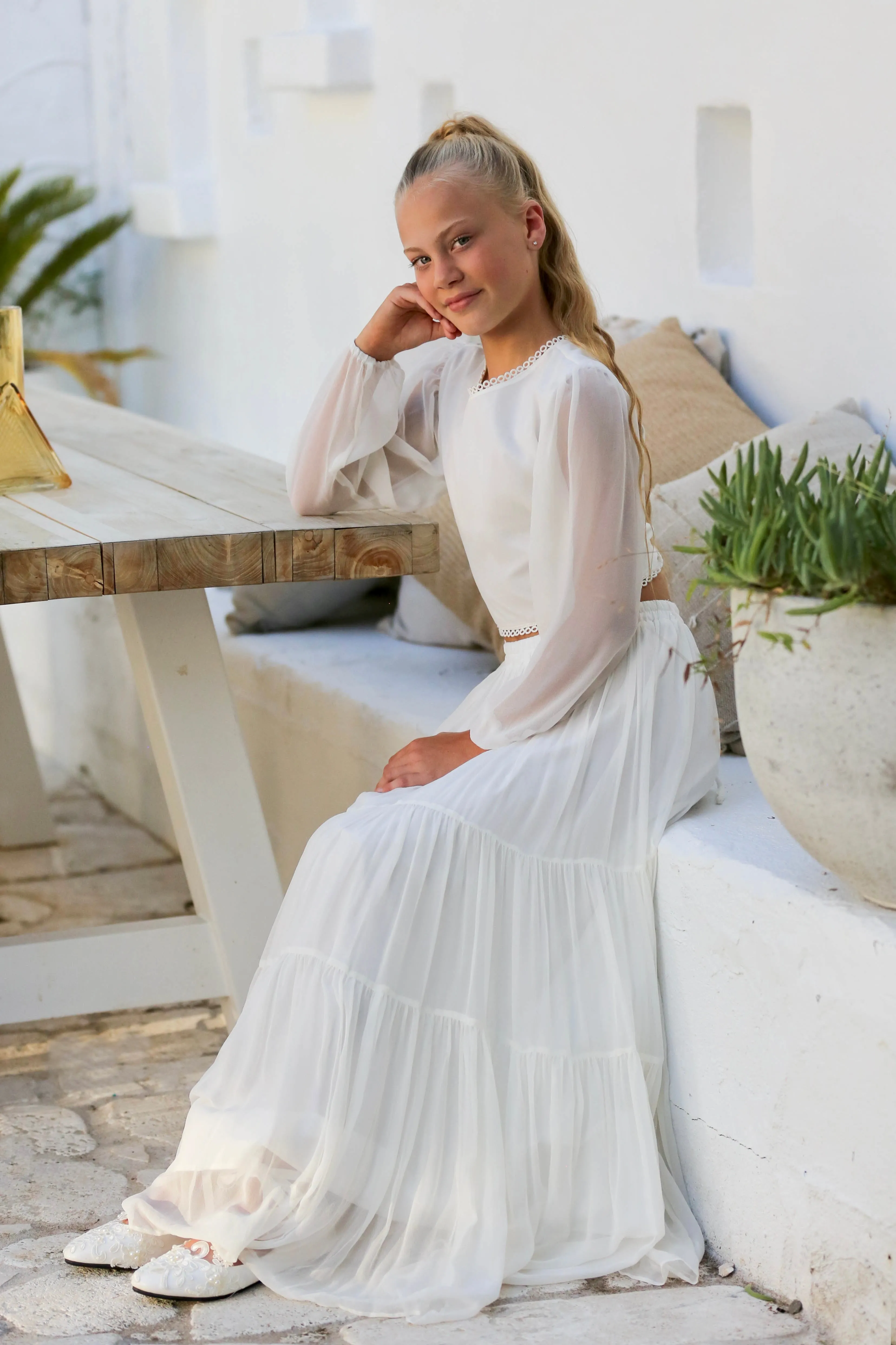 Lennon Silk Communion Dress w/ silk hairclip