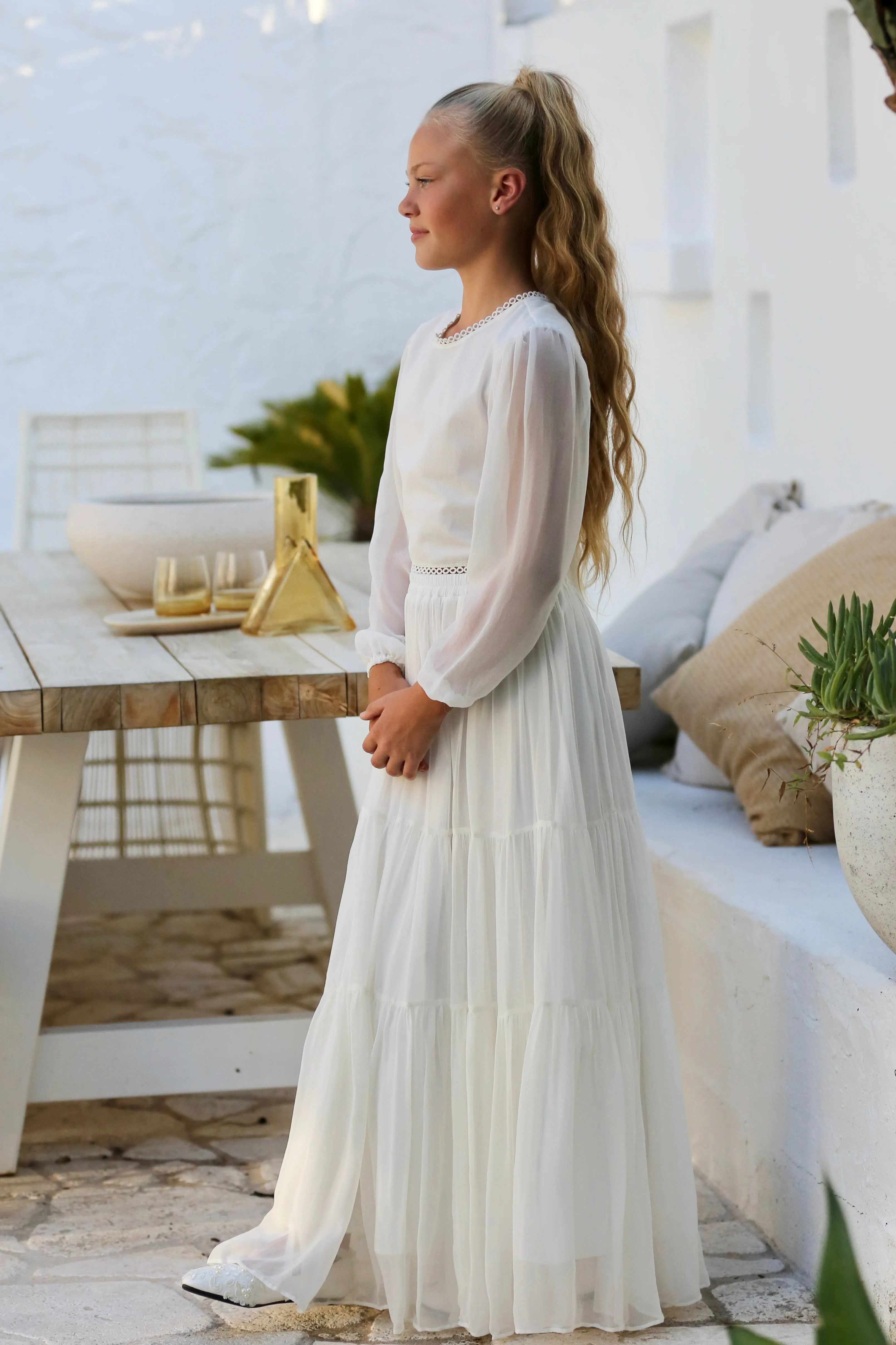 Lennon Silk Communion Dress w/ silk hairclip