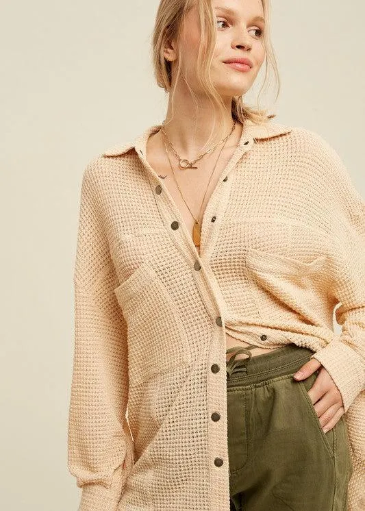 LISTICLE Soft Thermal Knit Shacket Top