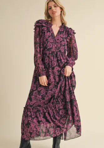 Navy Flowers Maxi Dress