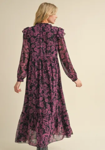 Navy Flowers Maxi Dress