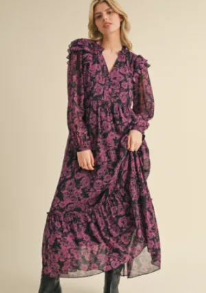 Navy Flowers Maxi Dress