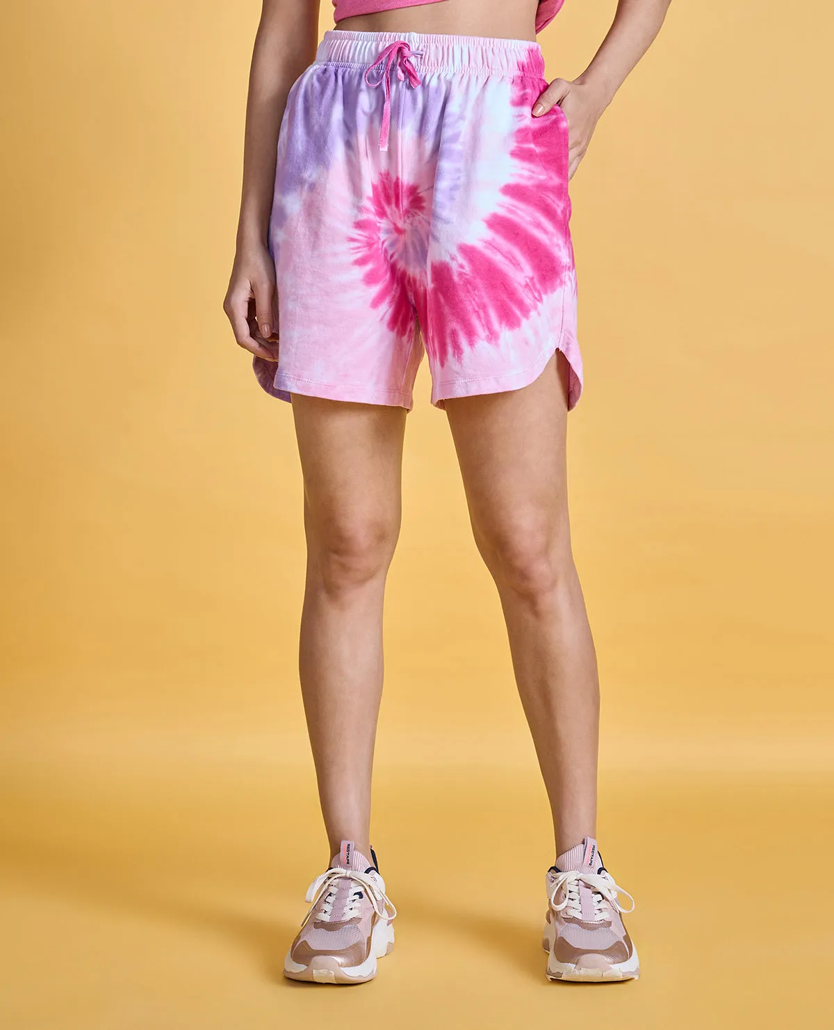 Nykd All Day Printed Terry Shorts - NYAT287 -Pink tie dye