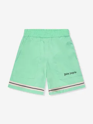 Palm Angels Boys Track Sporty Shorts in Green