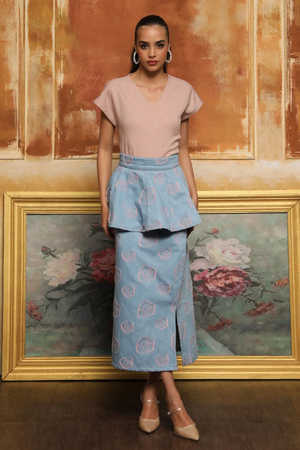 Pastel Hue Fine Crystal Studded Blouse