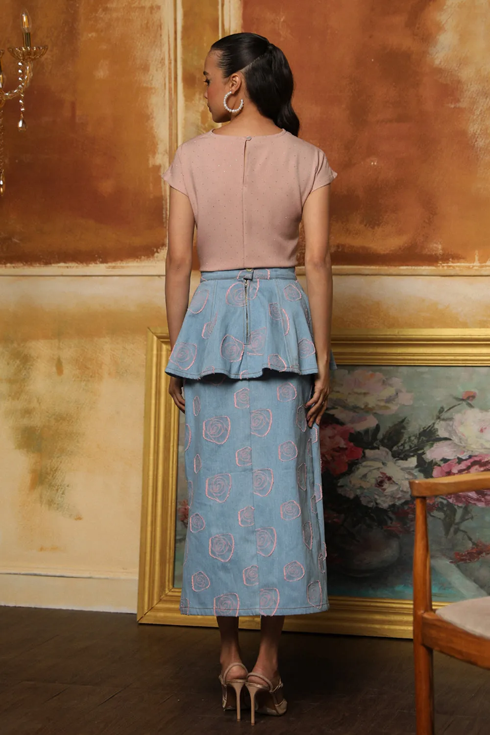 Pastel Hue Fine Crystal Studded Blouse