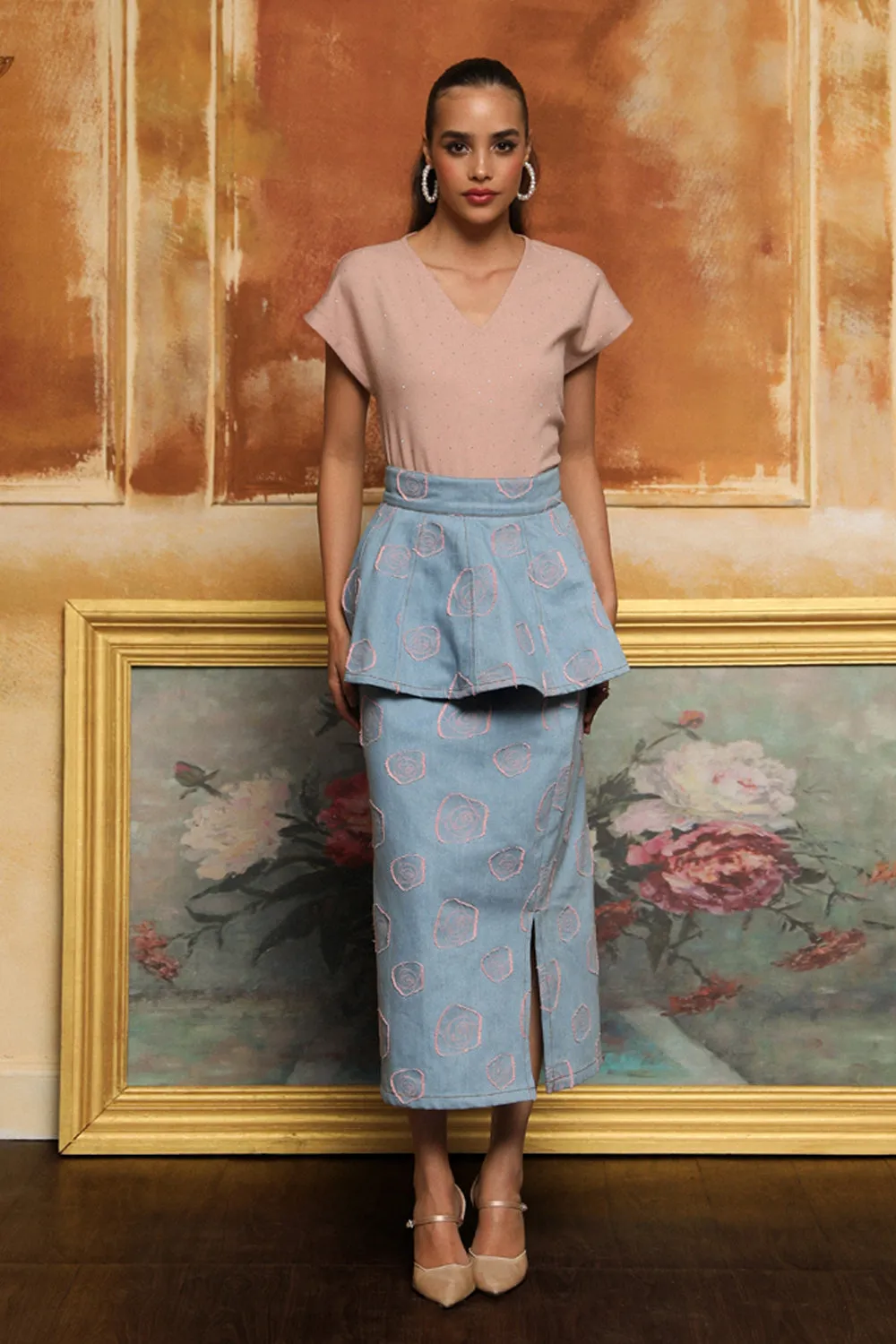 Pastel Hue Fine Crystal Studded Blouse
