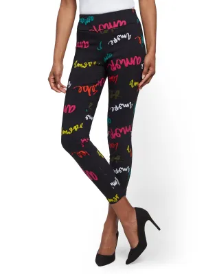 Petite Whitney High-Waisted Pull-On Slim-Leg Ankle Pant - Script-Print
