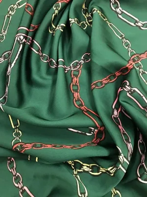 Polyester Chain Print Satin-Green