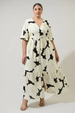 Quinsy Floral Pismo Button Down Flutter Maxi Dress Curve
