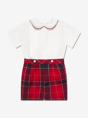 Rachel Riley Baby Boys Tartan Shorts Set in Red