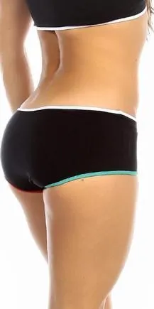 Sexy Neon Trim Low Rise Fourth Dimension Athletic Stretch Comfort Shorts with Multi Trim