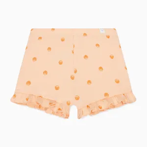 Shell Print Frilled Ribbed Shorts