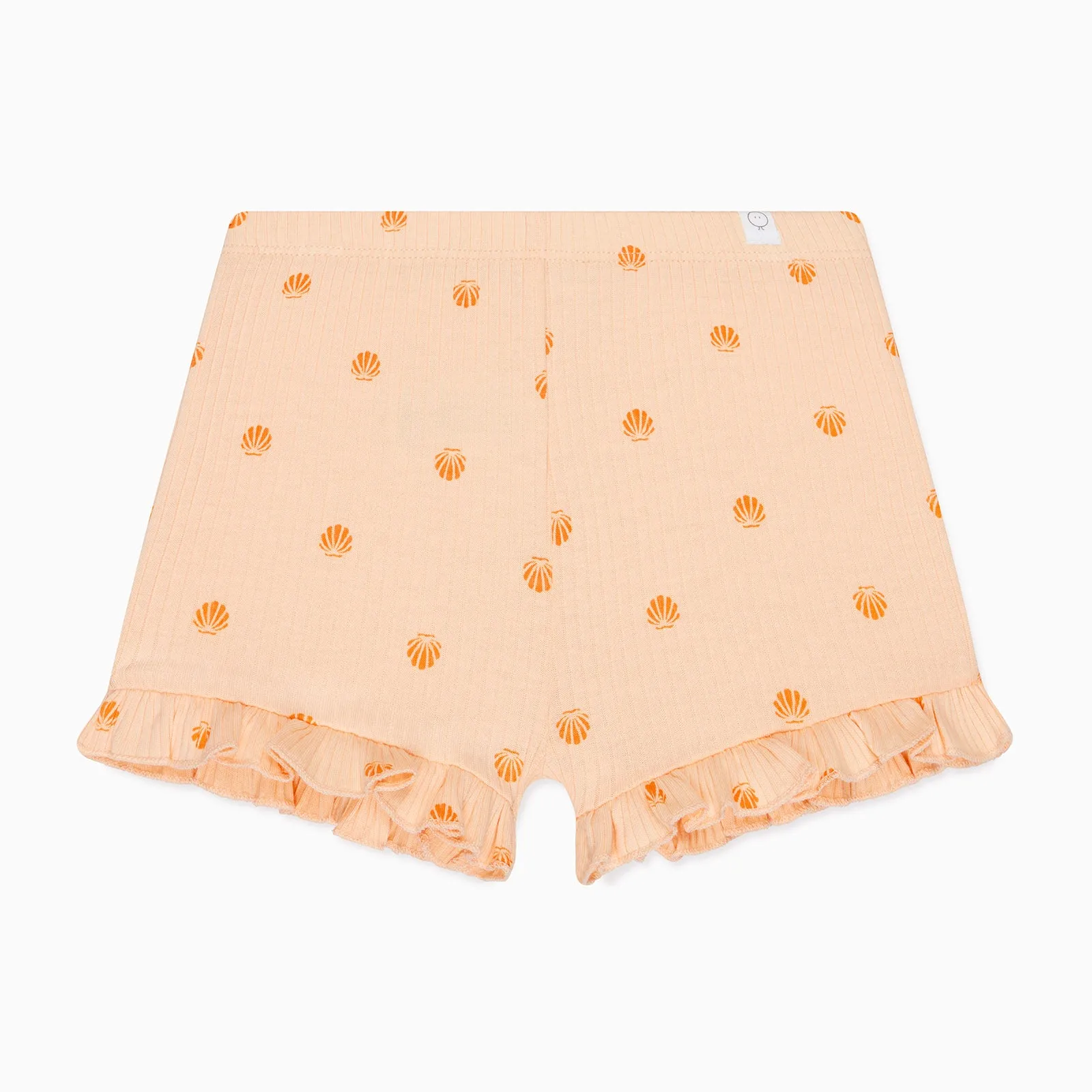 Shell Print Frilled Ribbed Shorts