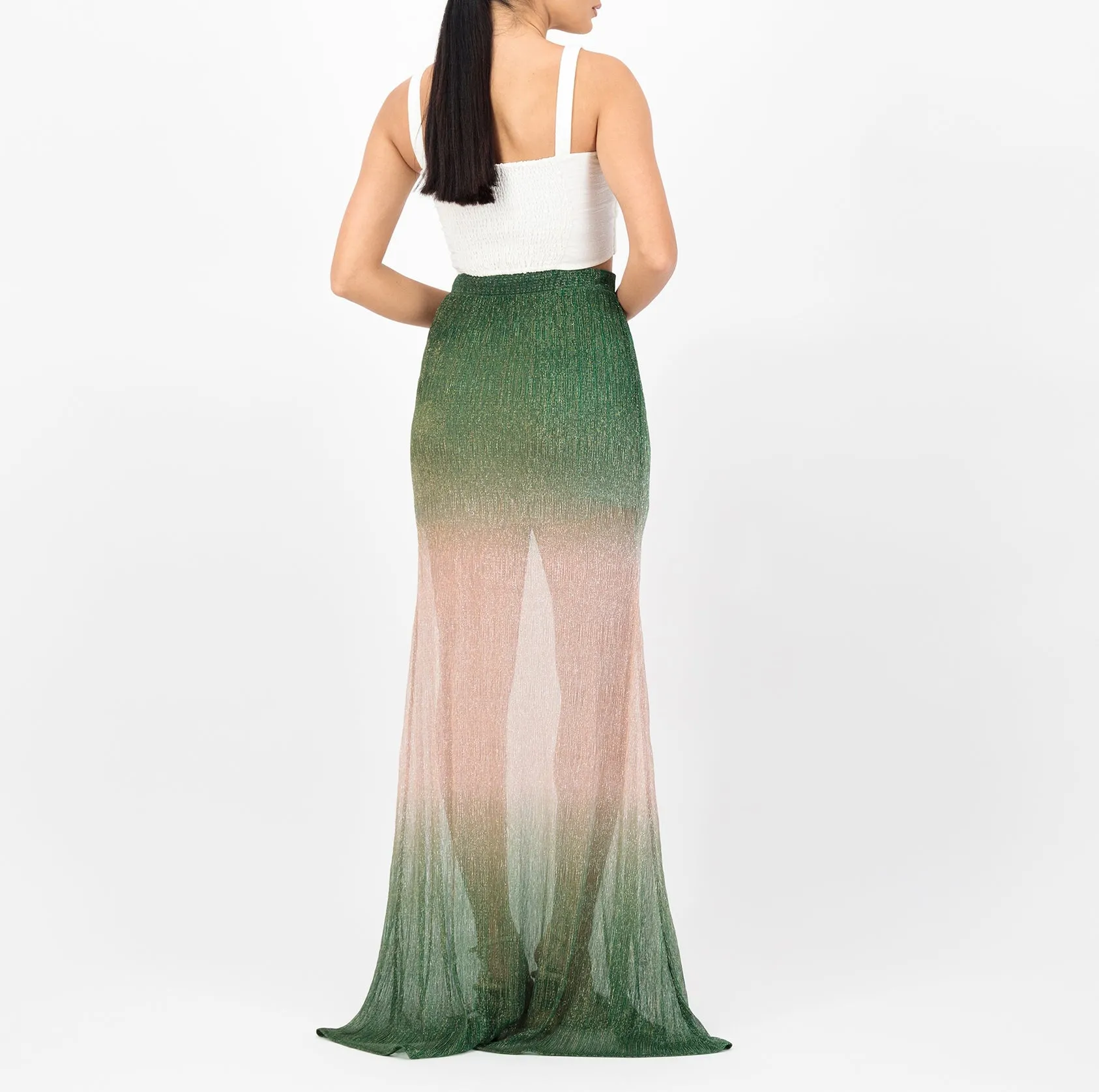 Shimmer ombre maxi skirt