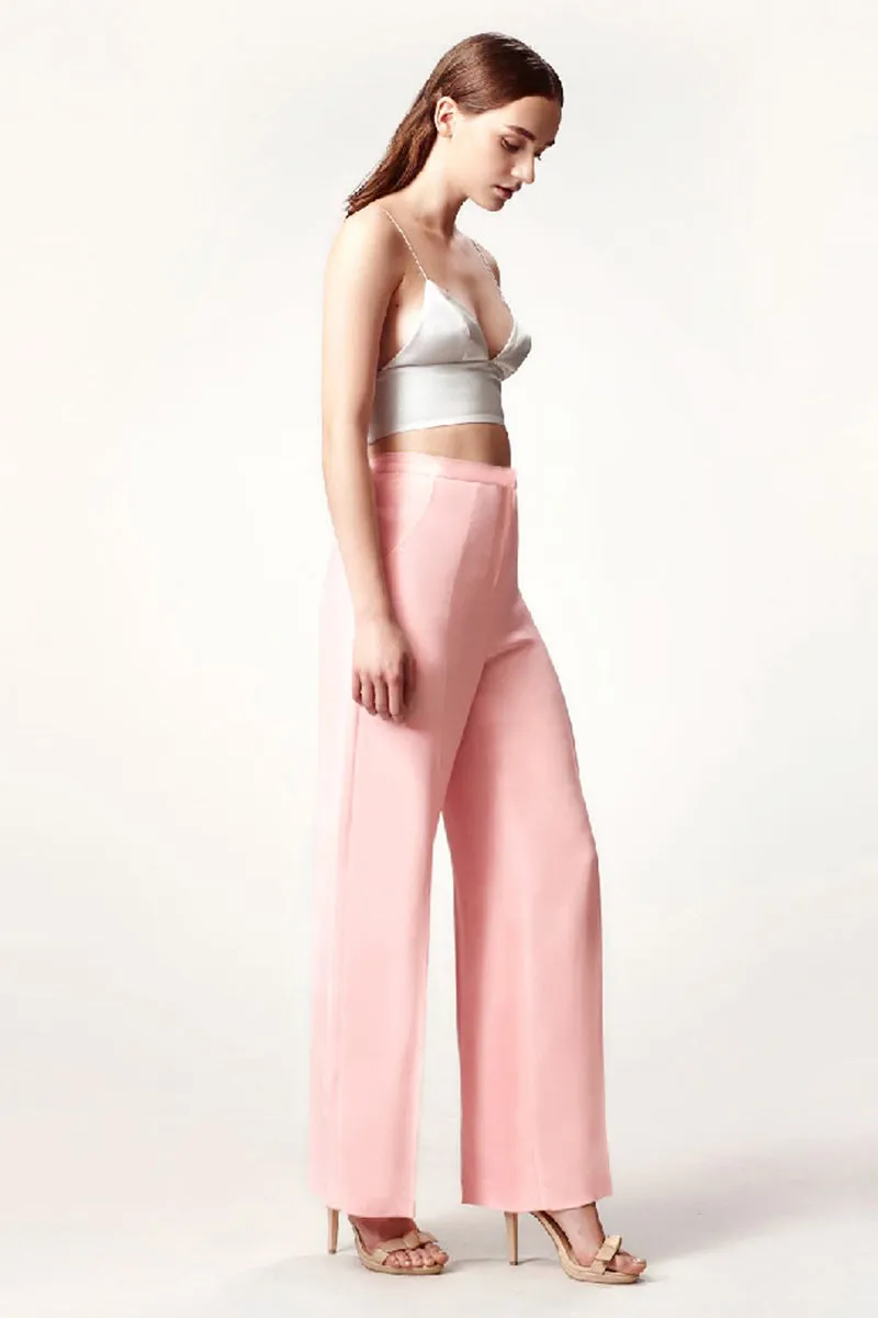 Silk Satin Bikini Bralet in Silver
