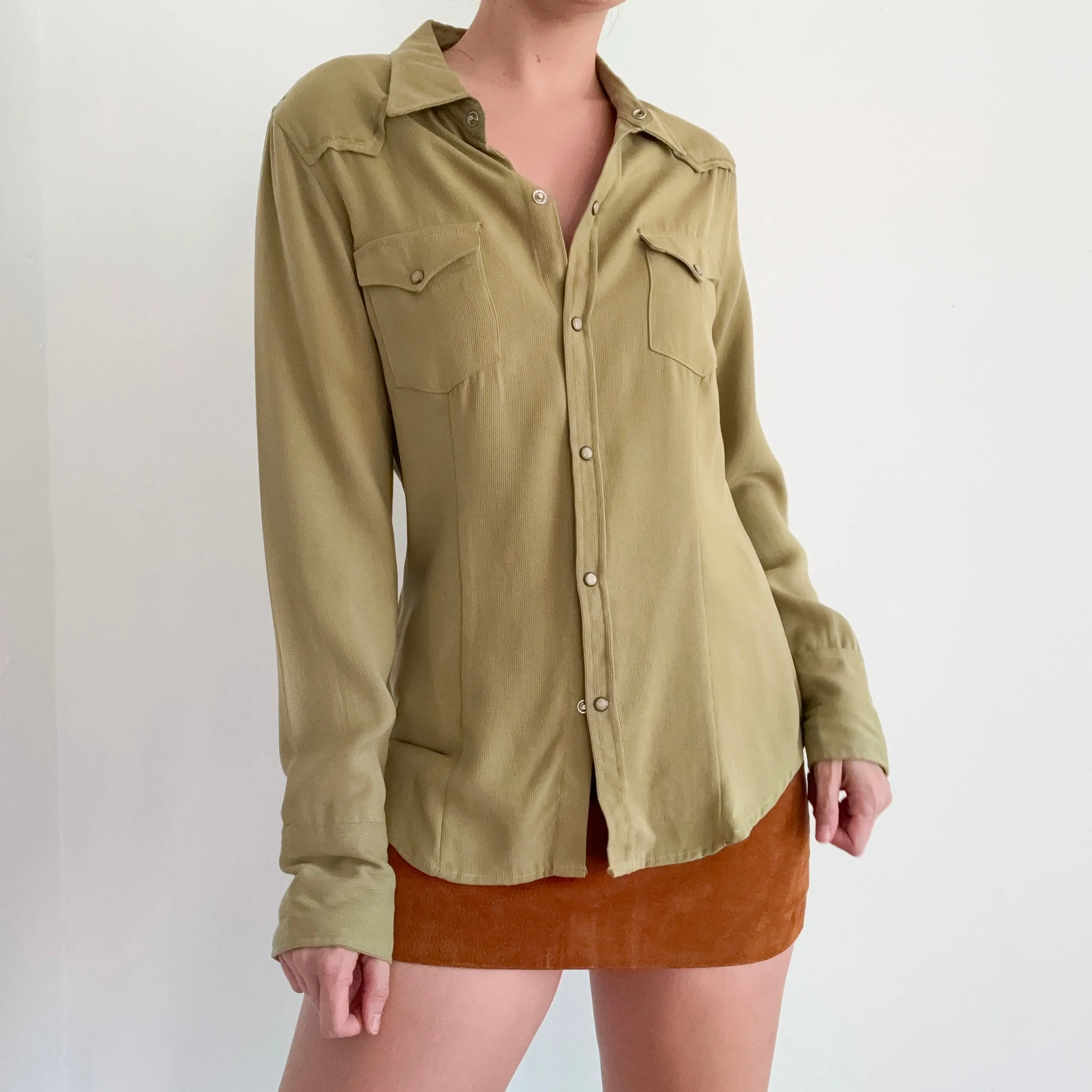 Stetson Avocado Green Western Blouse / SZ S