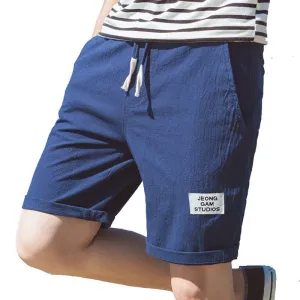 Summer Cotton Shorts Men Beach Pants Trendy Loose Casual Minimalist Label Mid-Length Shorts