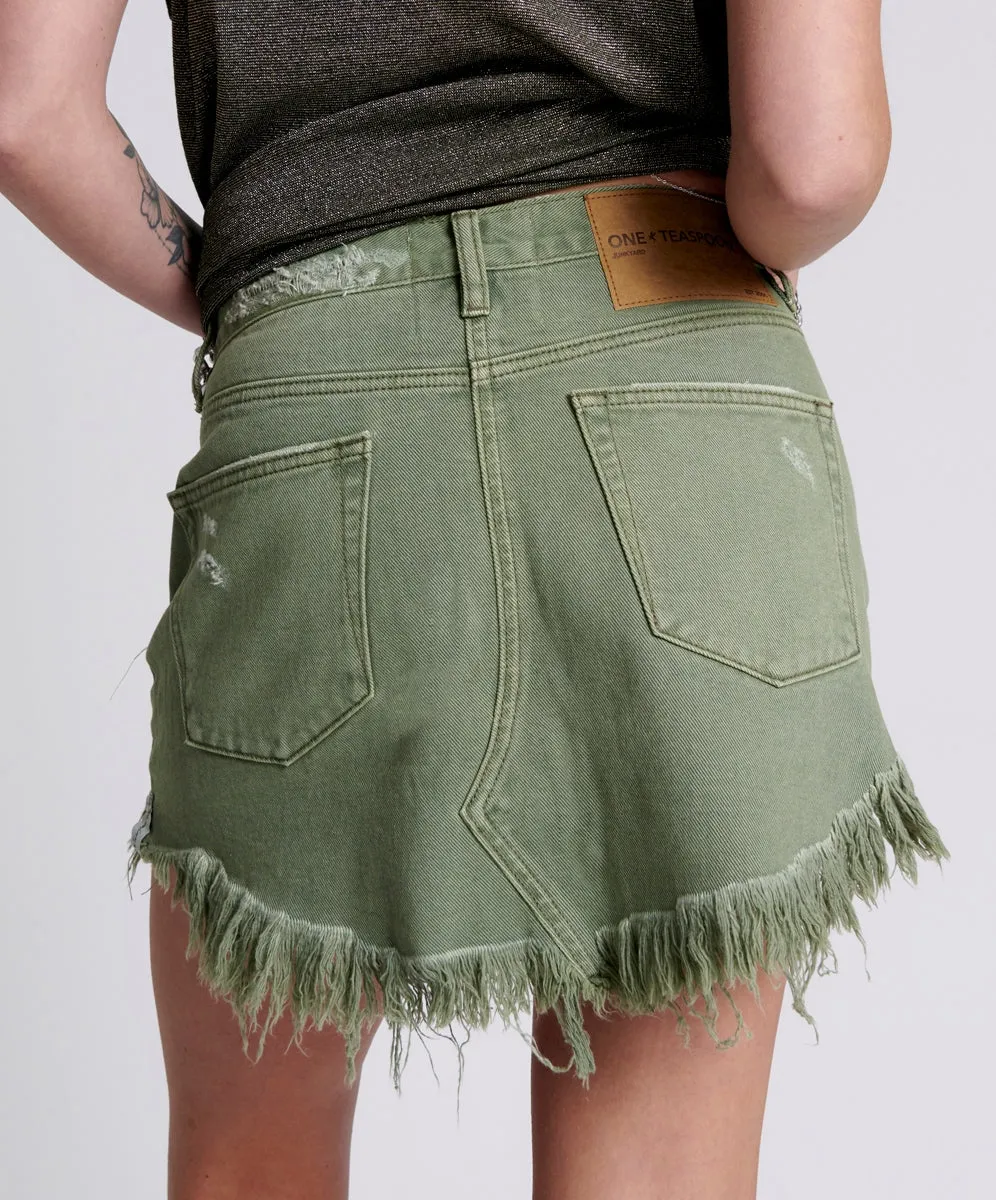 Super Khaki Junkyard Relaxed Denim Mini Skirt - One Teaspoon