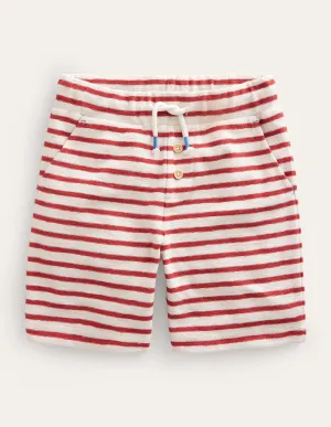 Textured Jersey Short-Chestnut Brown/White