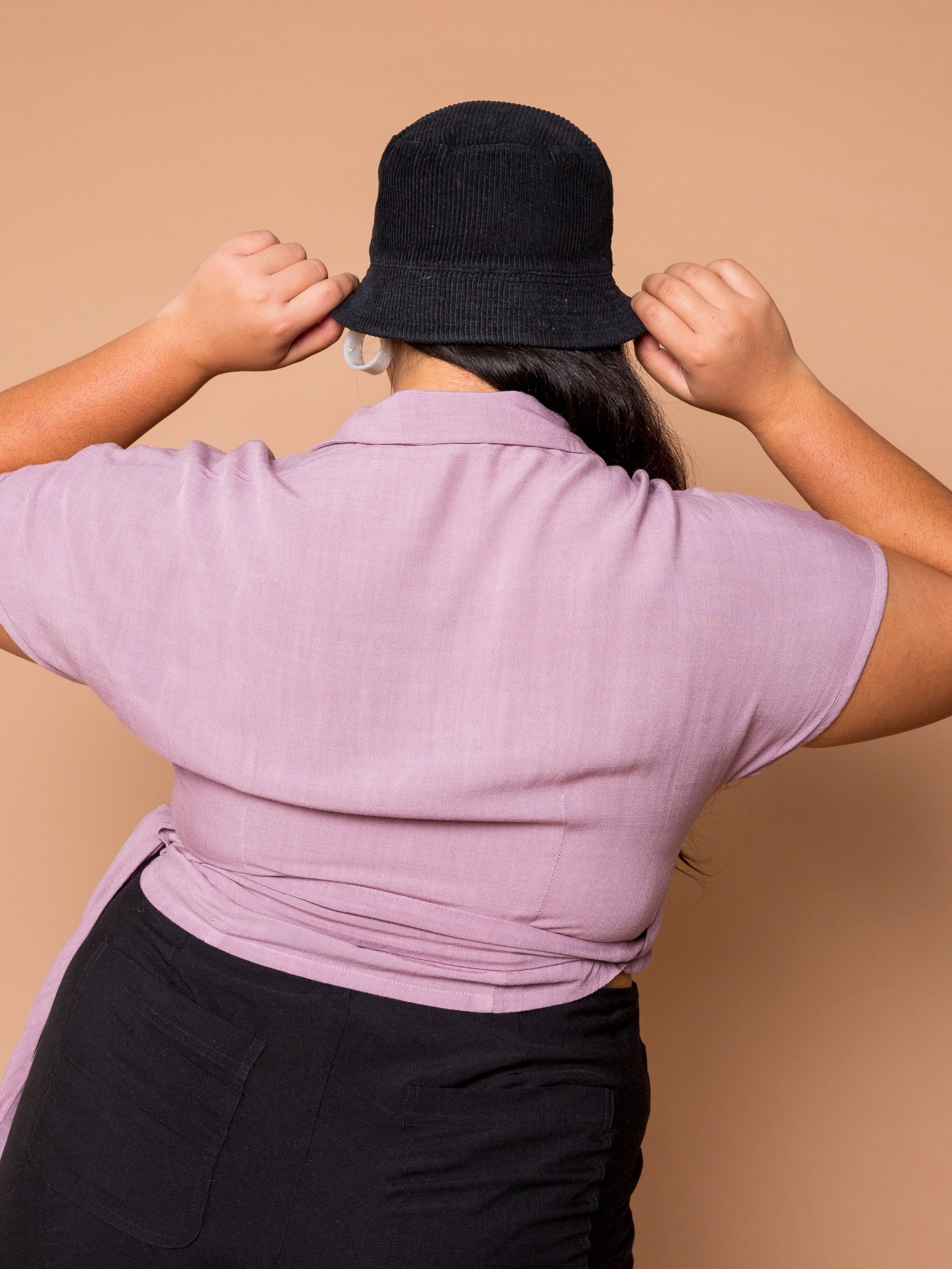 THE BOWLER WRAP TOP ~ Orchid