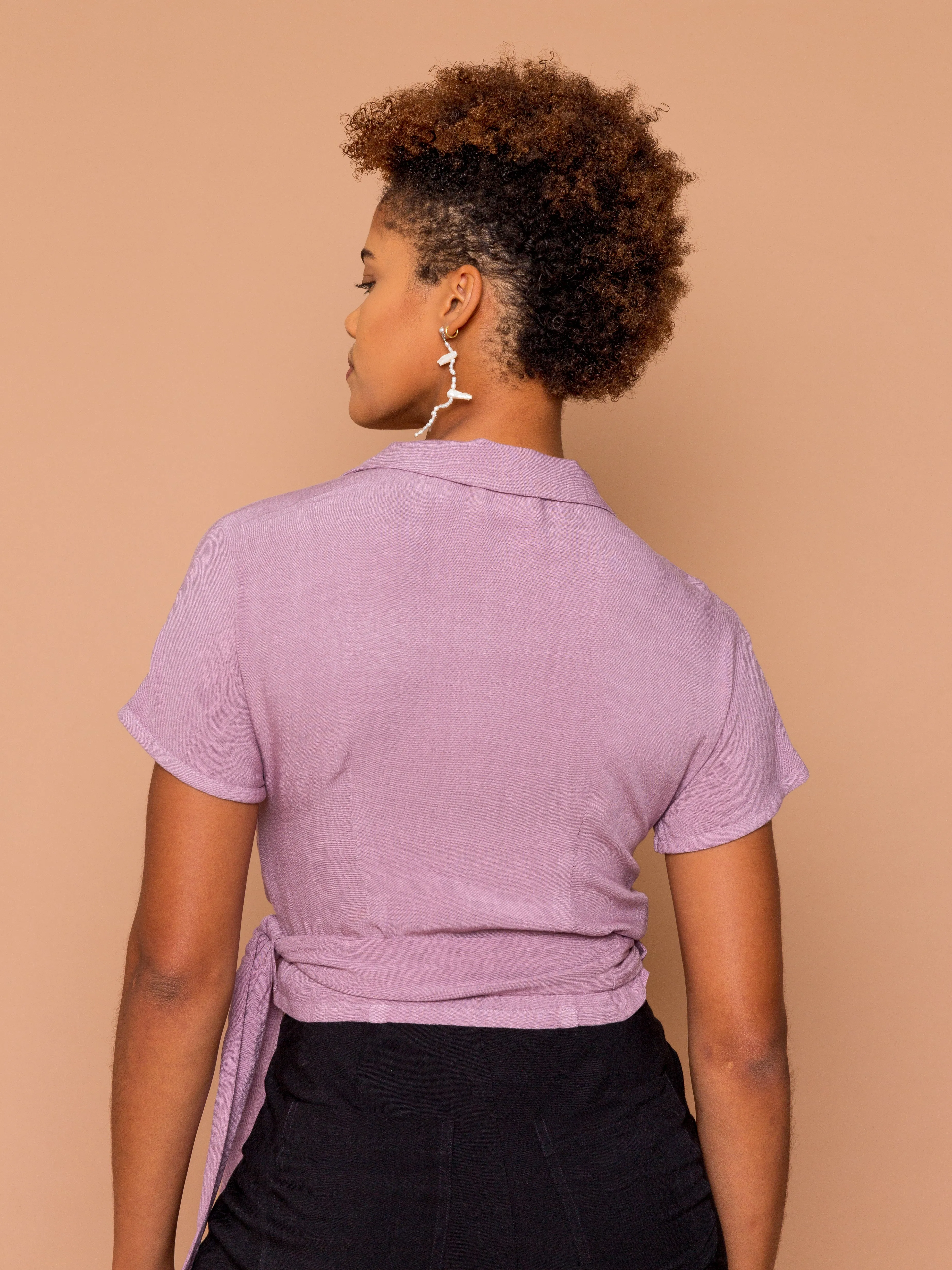 THE BOWLER WRAP TOP ~ Orchid