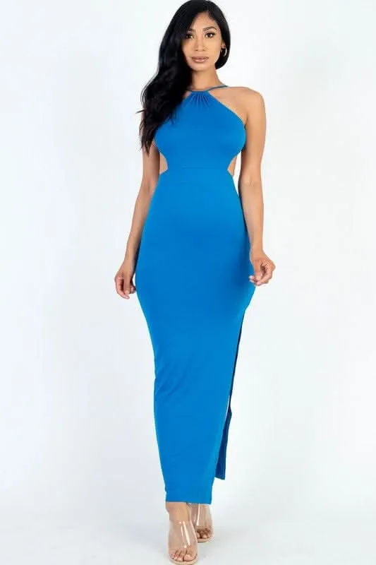 Tie Backless Split Thigh Maxi Dress- By Lustmia