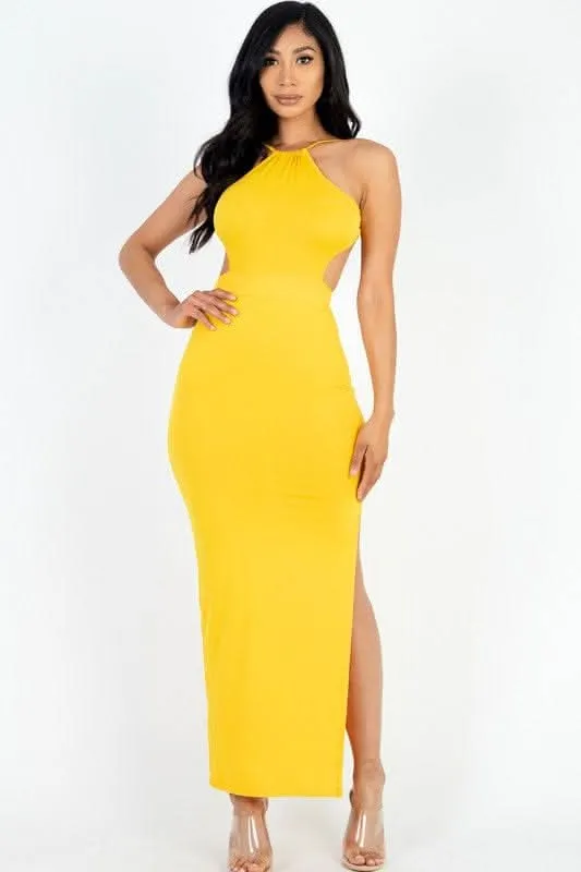 Tie Backless Split Thigh Maxi Dress- By Lustmia