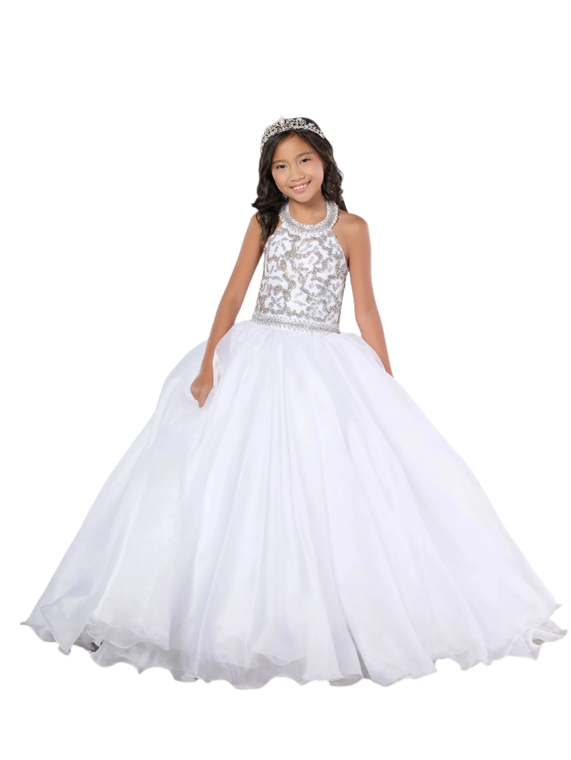 Tiffany Princess 13786 Size 2 Fuchsia Girls Pageant Dress Crystal Bodice Ballgown A Line High Neck Formal