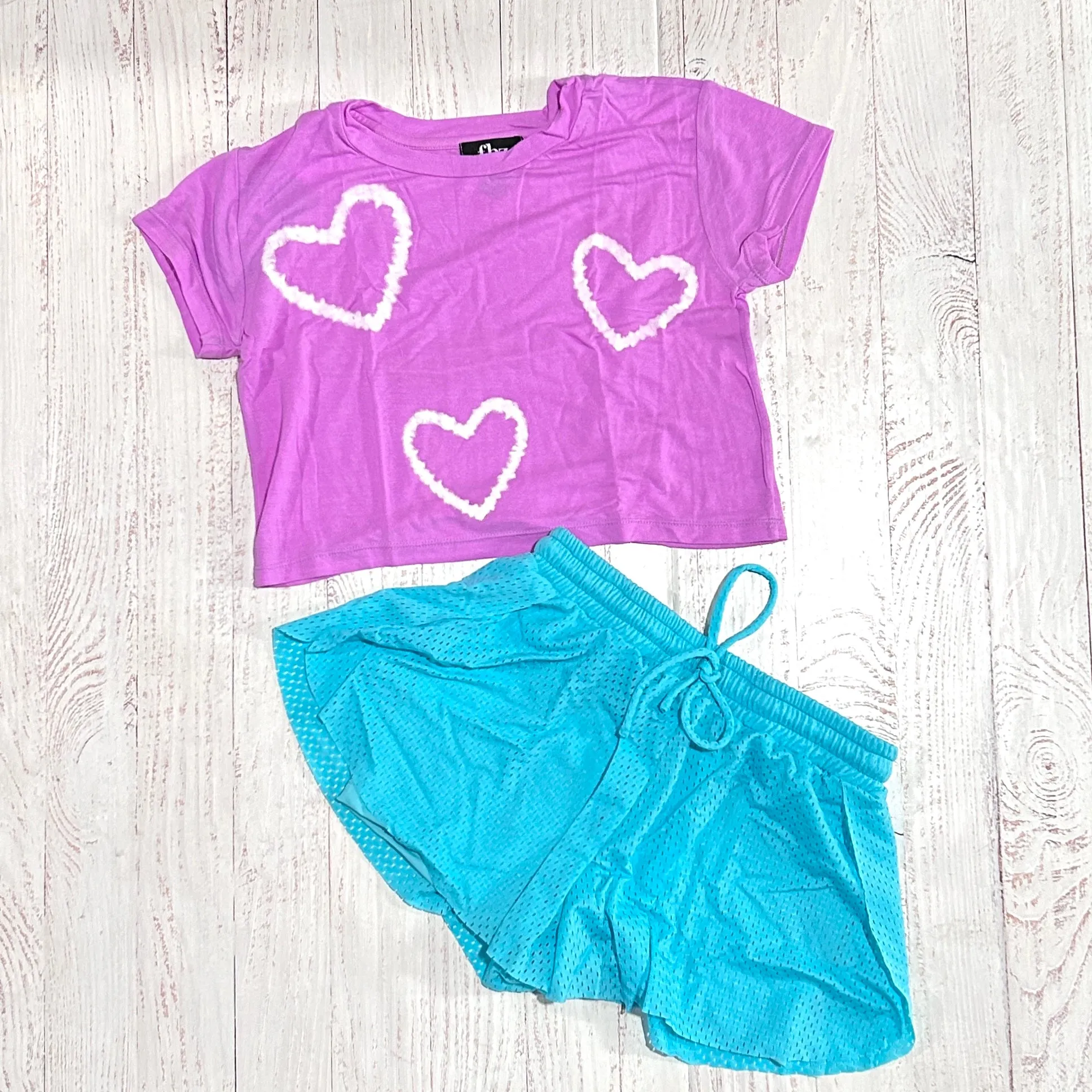 Tween Bottoms | Mesh Shorts - Aqua | Flowers By Zoe