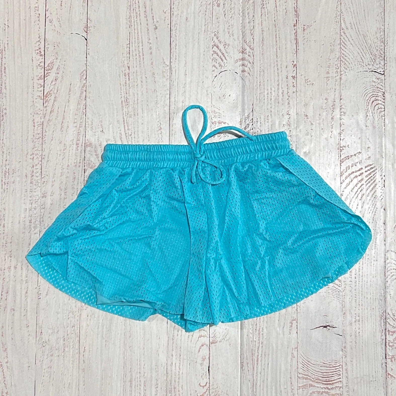 Tween Bottoms | Mesh Shorts - Aqua | Flowers By Zoe