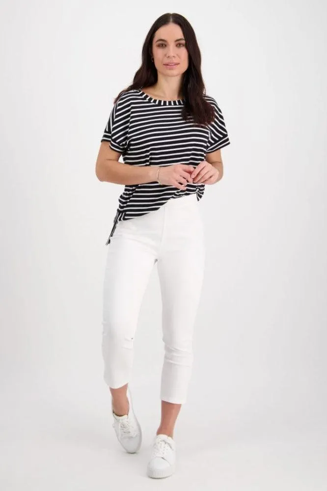 Vassalli Skinny Leg 7/8 Lightweight Pull On Pants White