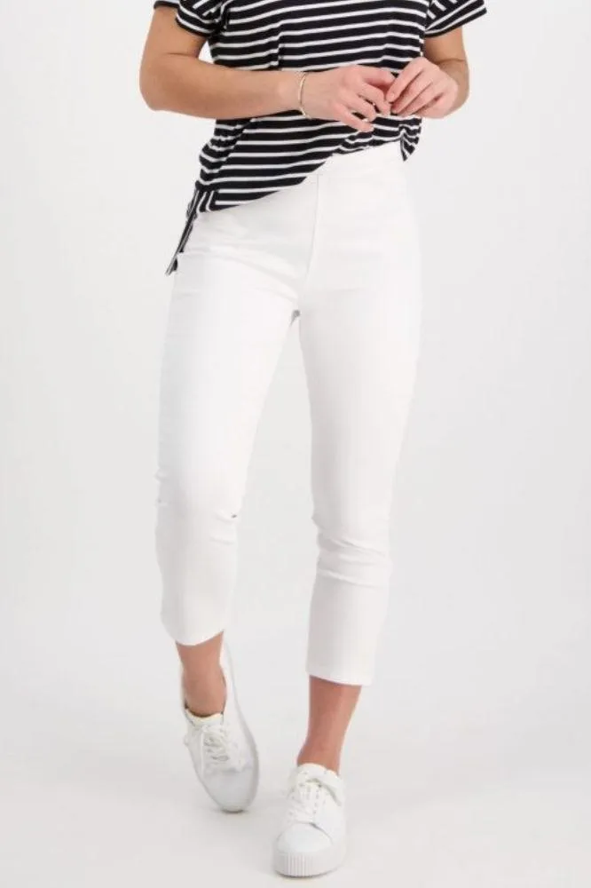 Vassalli Skinny Leg 7/8 Lightweight Pull On Pants White