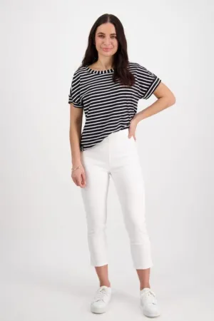 Vassalli Skinny Leg 7/8 Lightweight Pull On Pants White