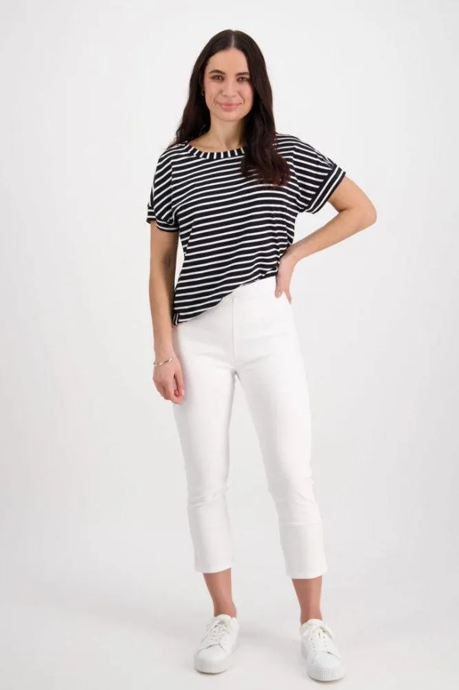 Vassalli Skinny Leg 7/8 Lightweight Pull On Pants White
