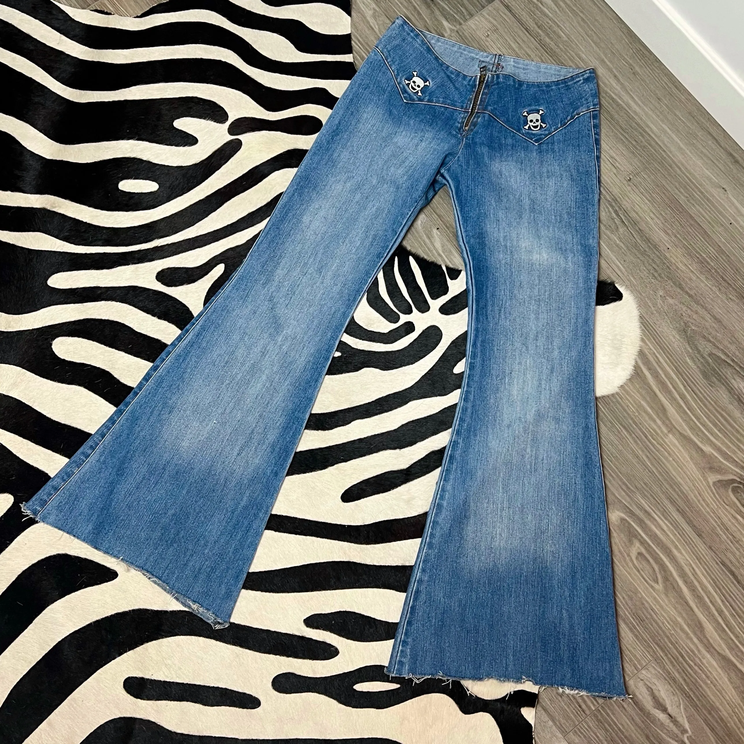 Vintage Low Rise Moto Flare Jeans