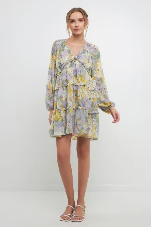 Voluminous Flowy Floral Mini Dress