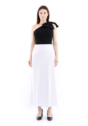 White A-Line Style Comfy Maxi Dress Skirt