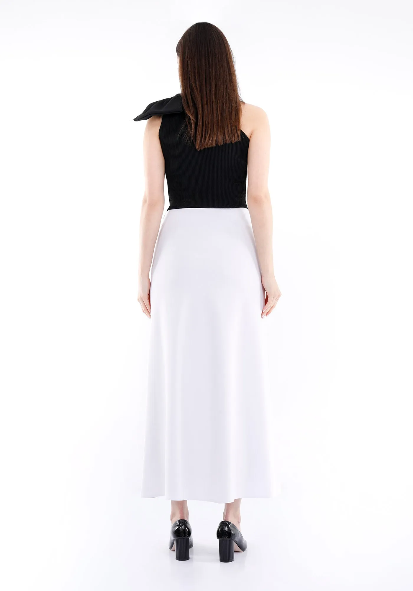 White A-Line Style Comfy Maxi Dress Skirt