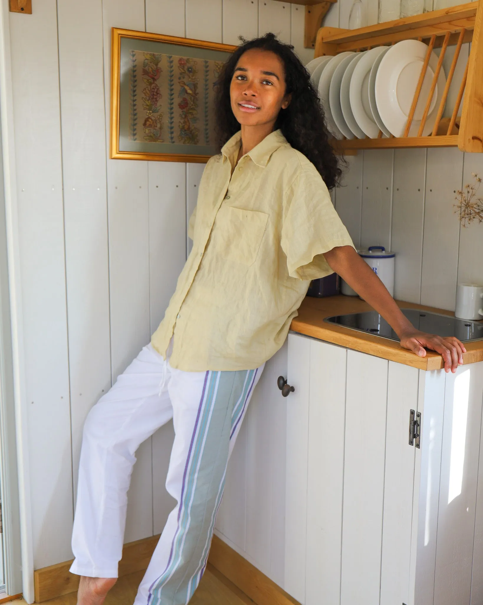White & Olive Classic Lounge Pants (Pre-Loved)