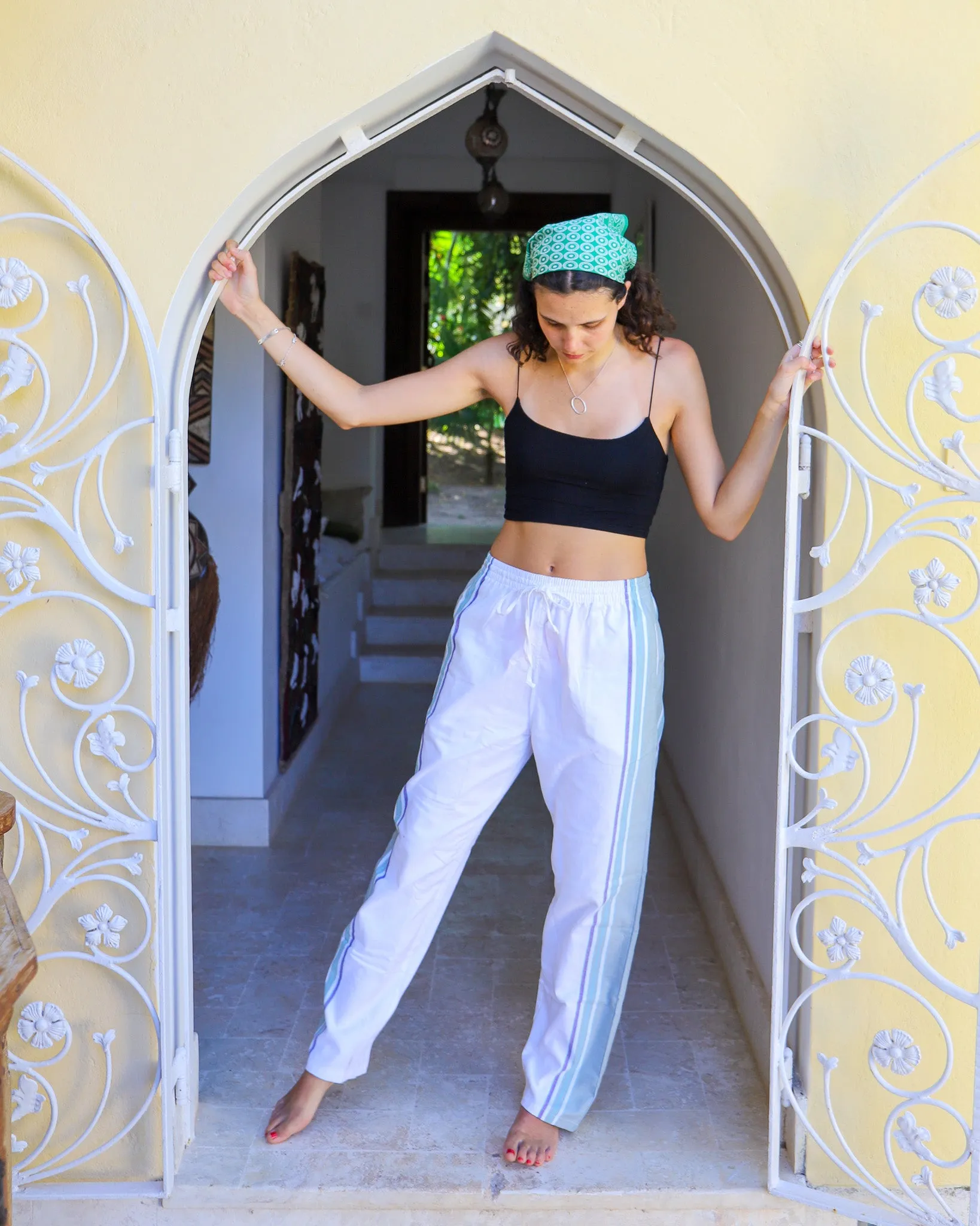 White & Olive Classic Lounge Pants (Pre-Loved)