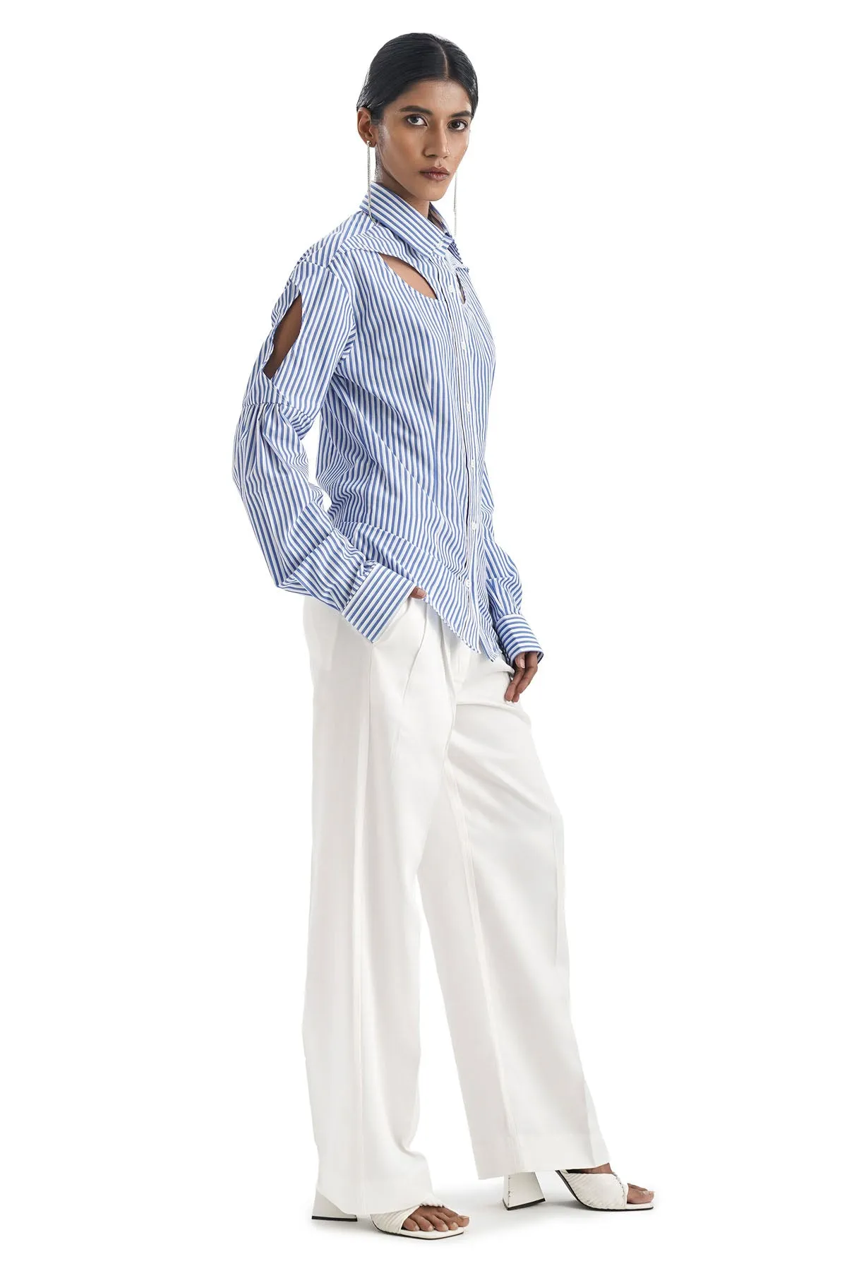 White Pleated Wide Leg Pants